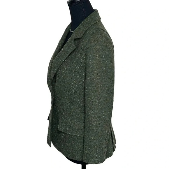 Daisy Fuentes‎ size 8 olive green tweed 1 button fitted blazer - Picture 4 of 9